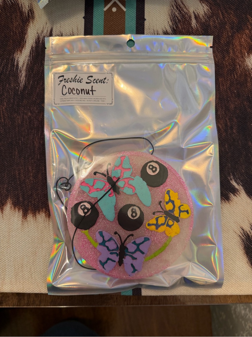 Coconut Scented Pink Butterfly Car Air Freshener